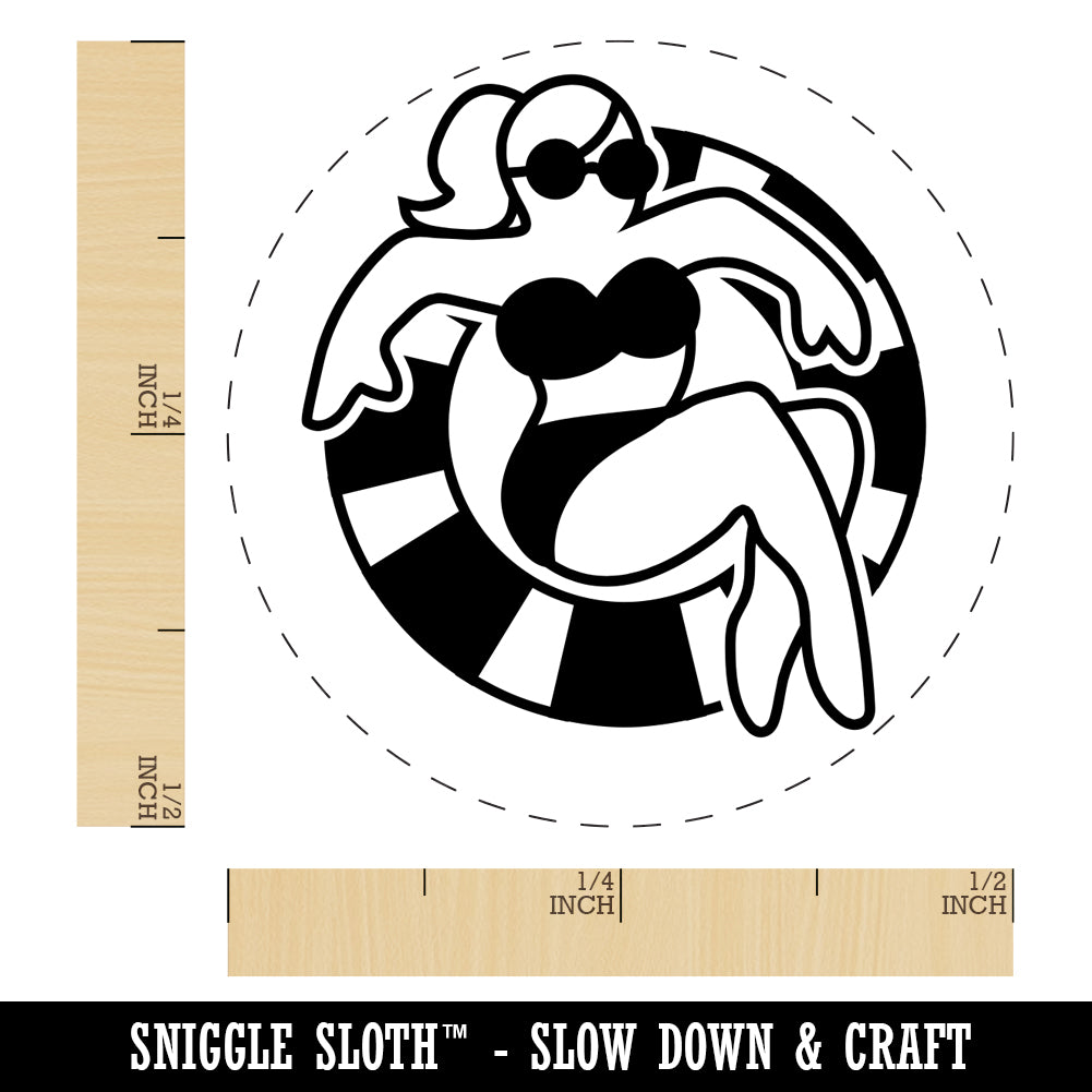 Summer Woman in Swimsuit Floating Self-Inking Rubber Stamp for Stamping Crafting Planners