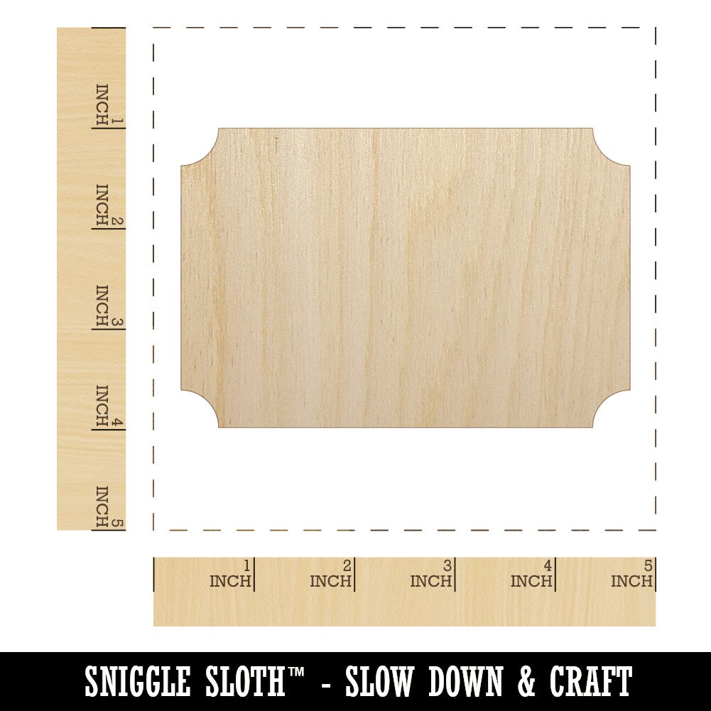 Rectangle Clipped Corners Solid Unfinished Wood Shape Piece Cutout for DIY Craft Projects