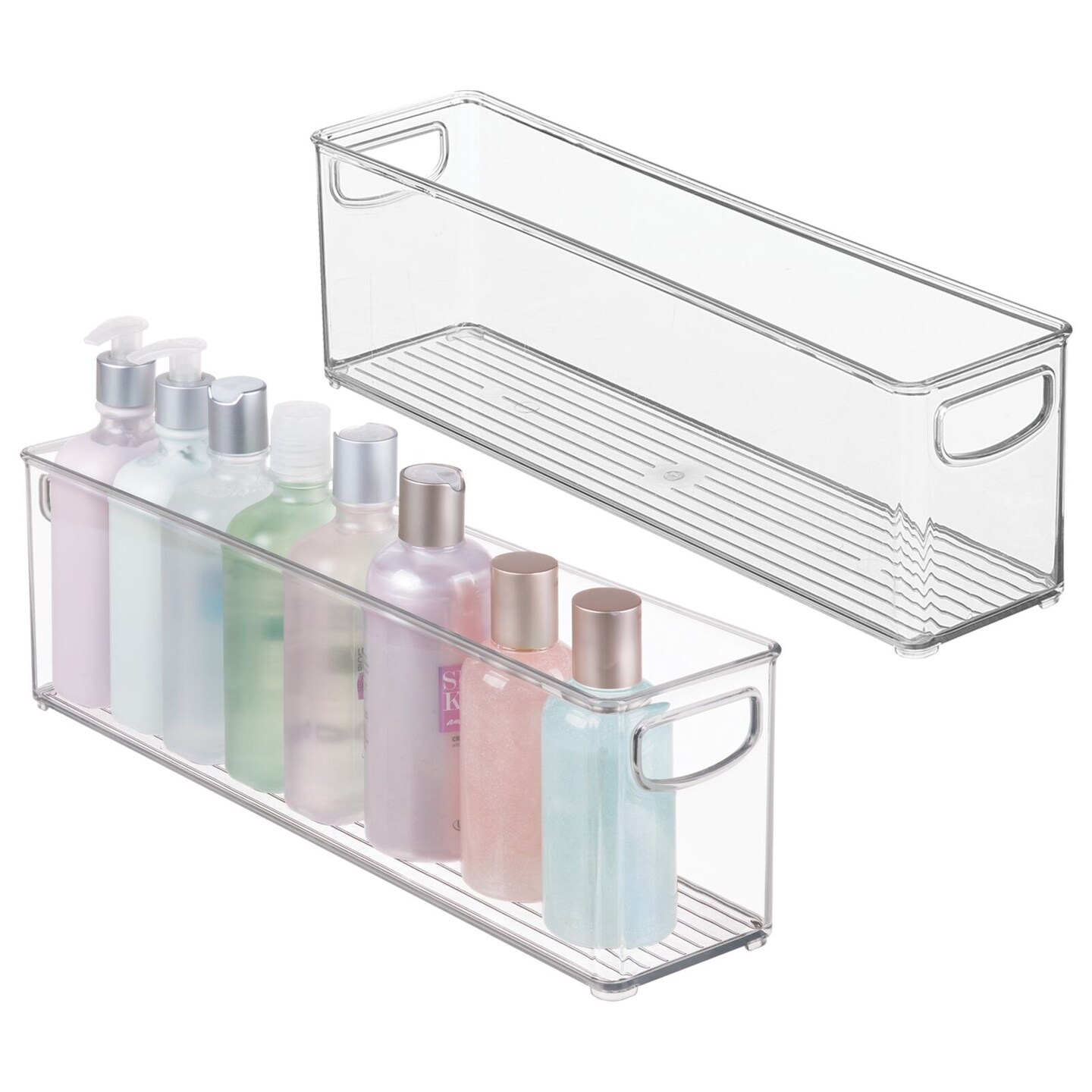 mDesign Plastic Bathroom Vanity Storage Organizer Bin, Handles, 2