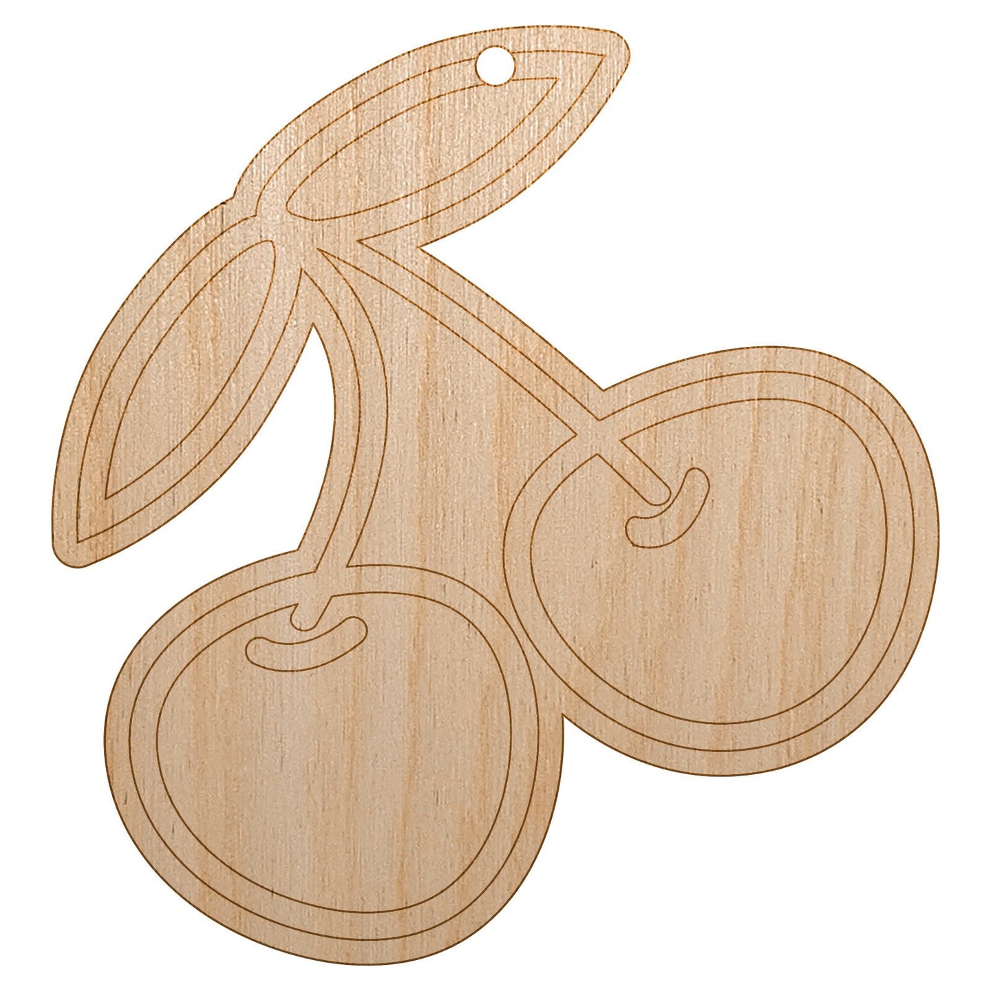 Pair of Cherries Outlined Unfinished Craft Wood Holiday Christmas Tree DIY Pre-Drilled Ornament