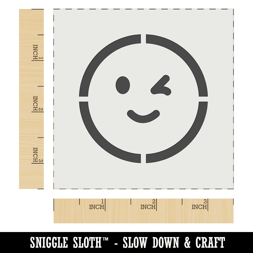Winking Smiling Face Emoticon Wall Cookie DIY Craft Reusable Stencil