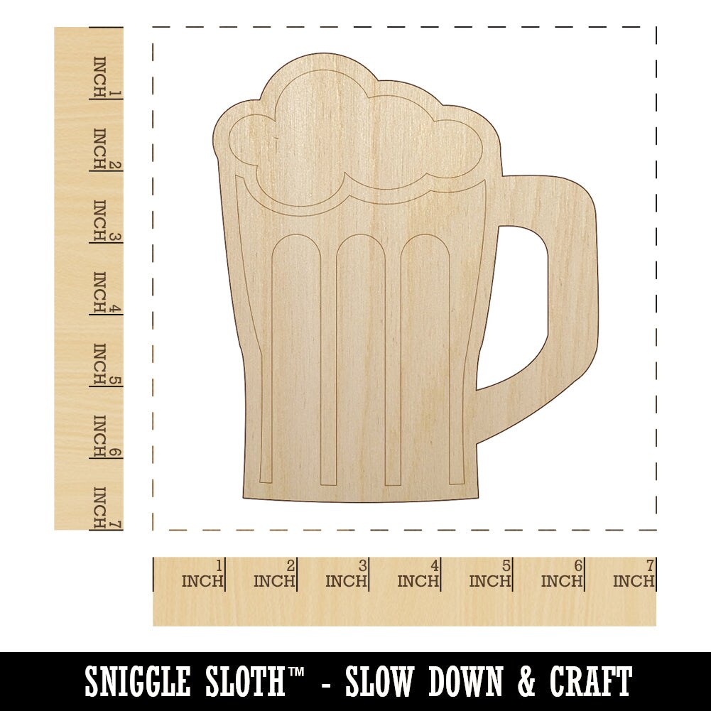 Beer Stein with Foam Unfinished Wood Shape Piece Cutout for DIY Craft Projects