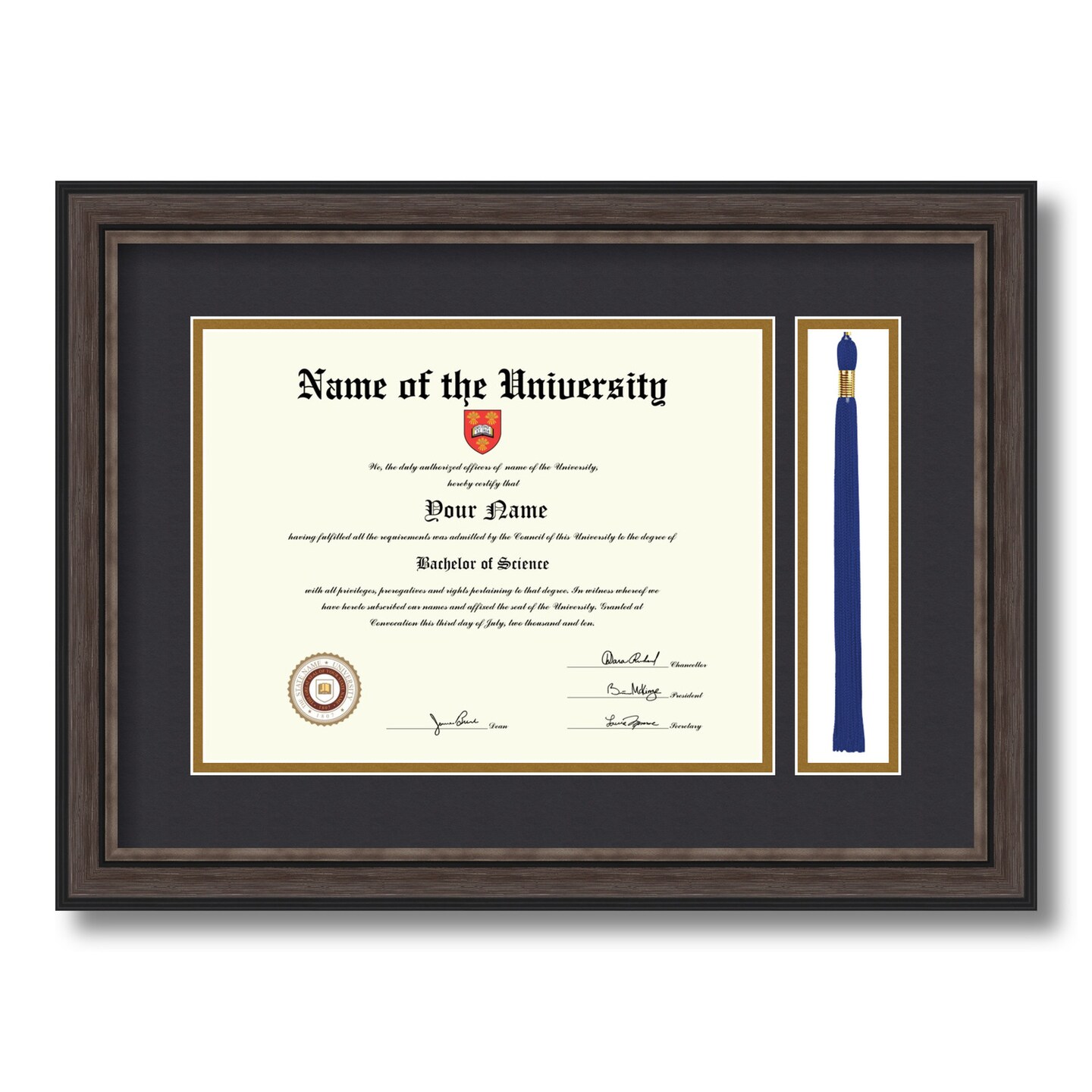 ArtToFrames 8.5x11 inch Diploma Frame with Tassel Opening - Framed with Black and Gold Mats, Comes with Regular Glass and Sawtooth Hanger for Wall Hanging (DT-8.5x11)