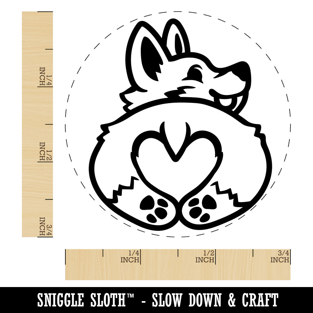 Cute Corgi with a Heart Butt Self-Inking Rubber Stamp for Stamping Crafting Planners