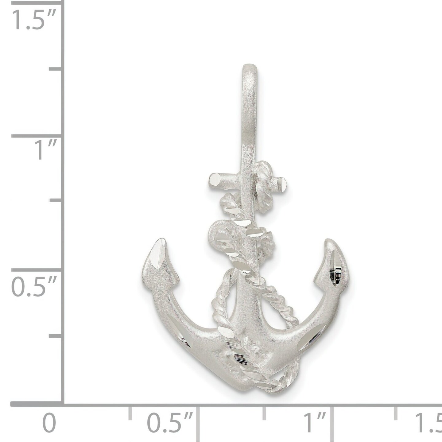 Sterling Silver Fouled Anchor Charm Jewelry Pendant 34mm x 21mm