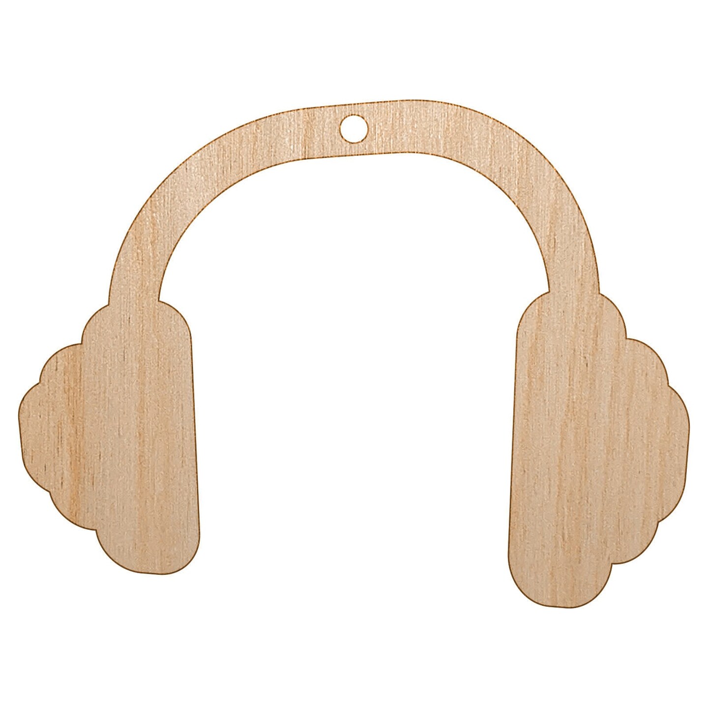 Headphones Ear Solid Unfinished Craft Wood Holiday Christmas Tree DIY Pre-Drilled Ornament
