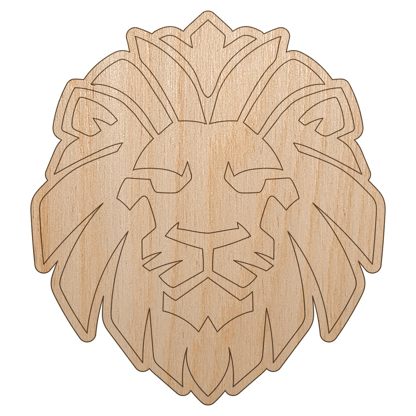 Regal Lion Head Unfinished Wood Shape Piece Cutout for DIY Craft Projects