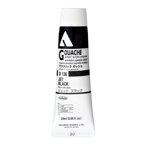 ACRYLA GOUACHE 20ML JET BLACK