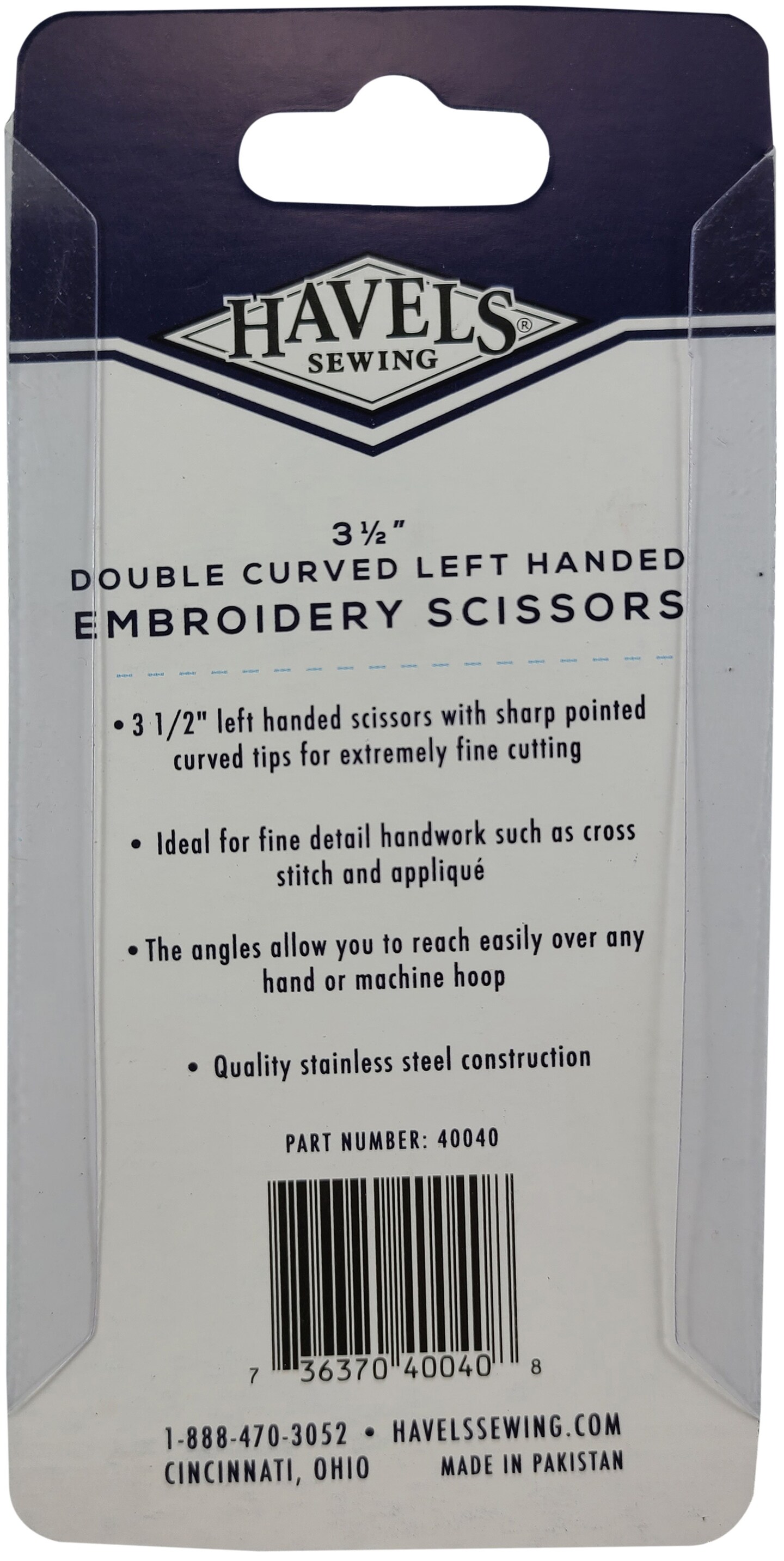 Havel's Double-Curved Embroidery Scissors 3.5"-Left-Handed