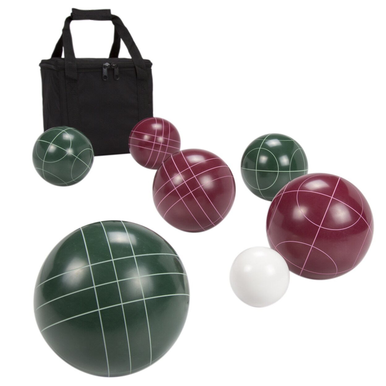 Hey! Play! Regulation Bocce Ball Set 8 Balls Carrying Case Green Red Outdoor Game