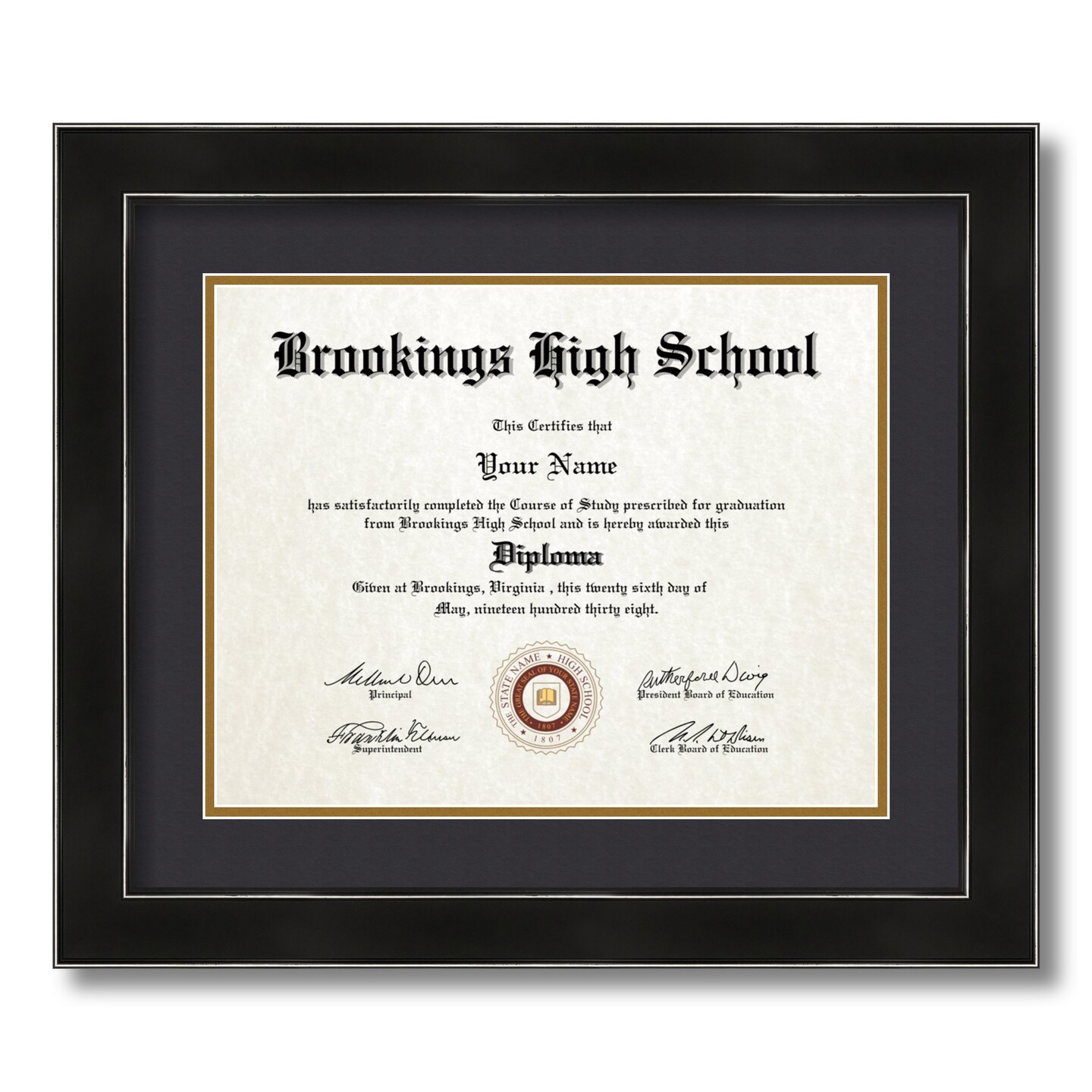 ArtToFrames 11x14 inch Diploma Frame - Framed with Black and Gold Mats, Comes with Regular Glass and Sawtooth Hanger for Wall Hanging (D-11x14)
