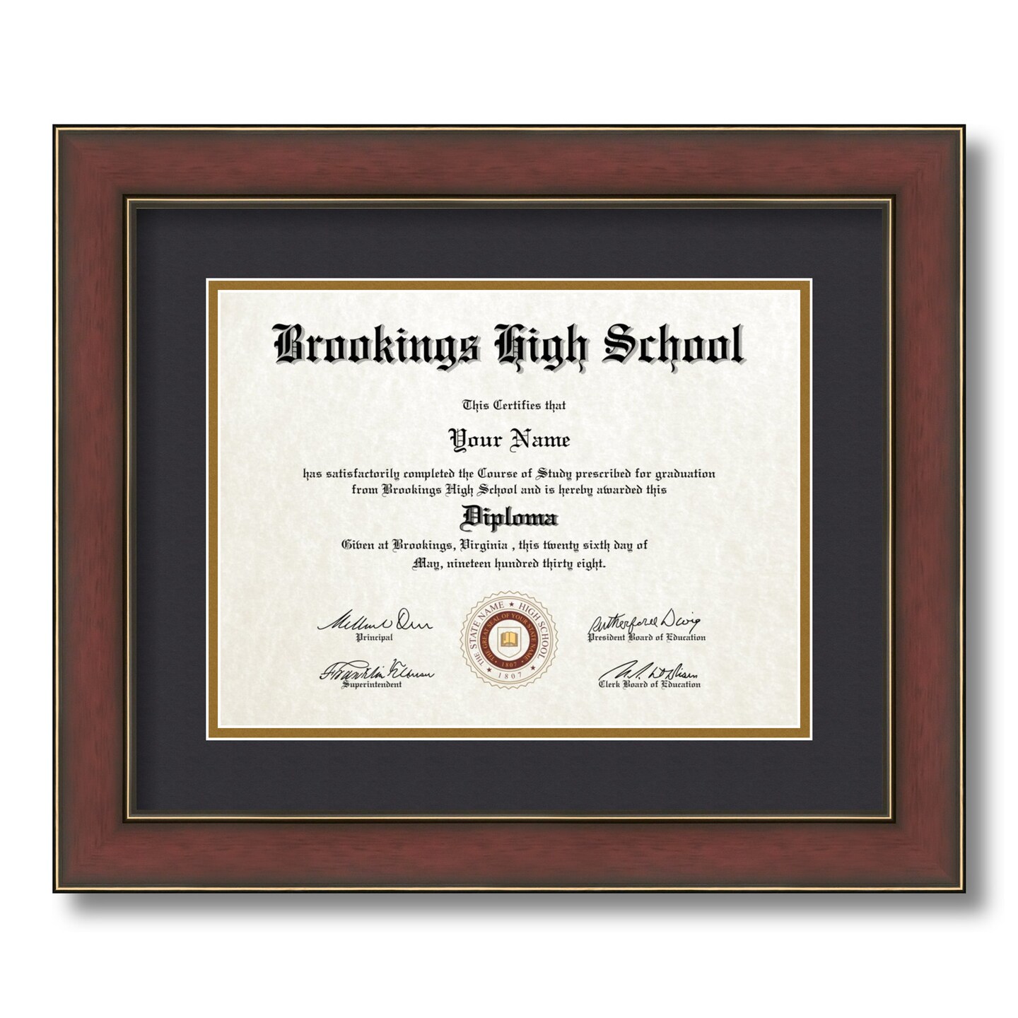 ArtToFrames 9x12 inch Diploma Frame - Framed with Black and Gold Mats, Comes with Regular Glass and Sawtooth Hanger for Wall Hanging (D-9x12)