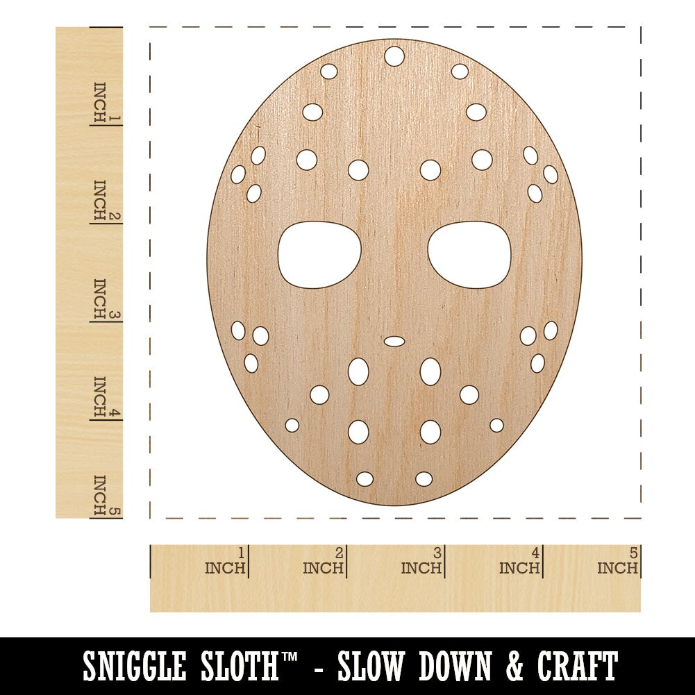 Hockey Mask Goalie Scary Halloween Unfinished Craft Wood Holiday Christmas Tree DIY Pre-Drilled Ornament