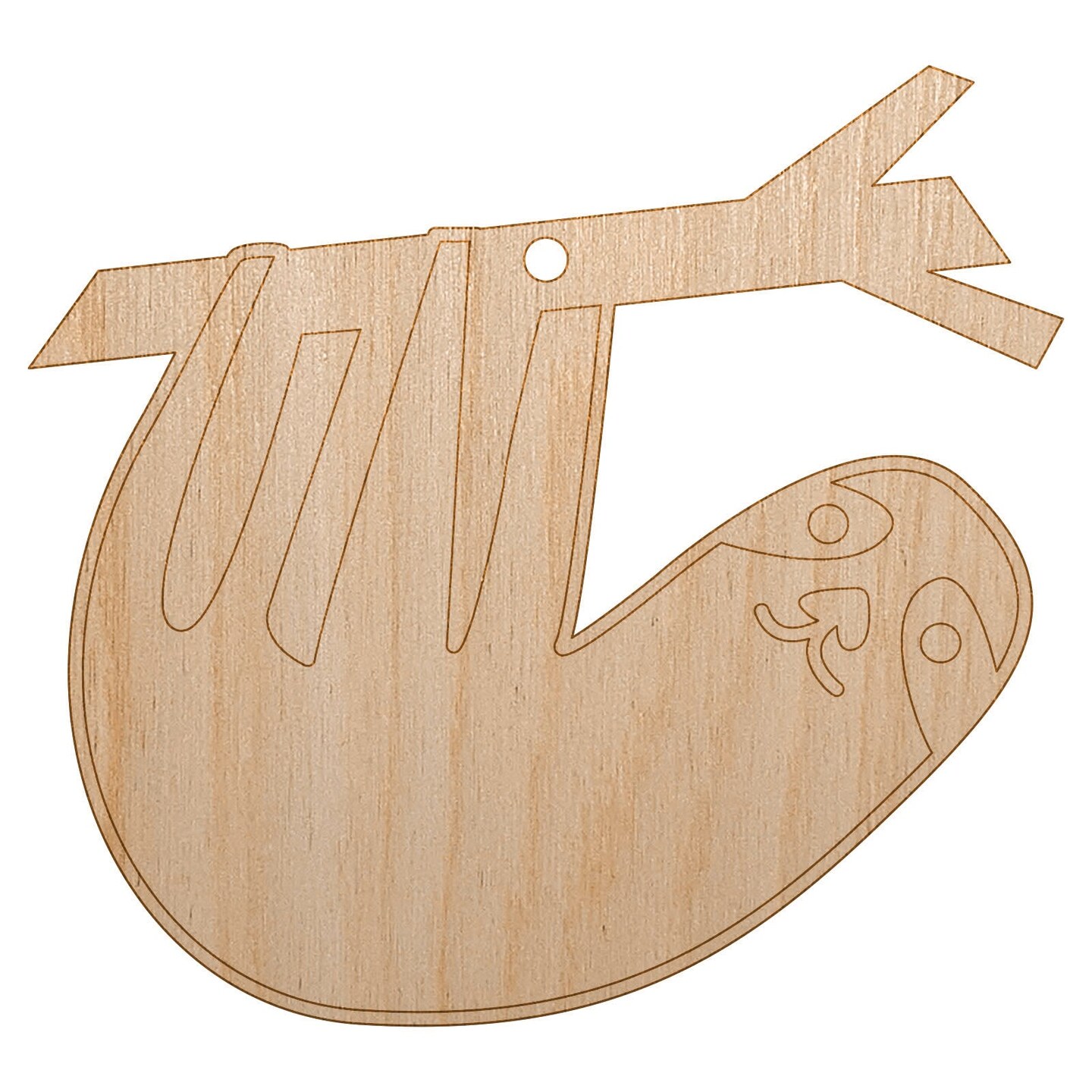 Sweet Sloth Hanging from Tree Unfinished Craft Wood Holiday Christmas Tree DIY Pre-Drilled Ornament