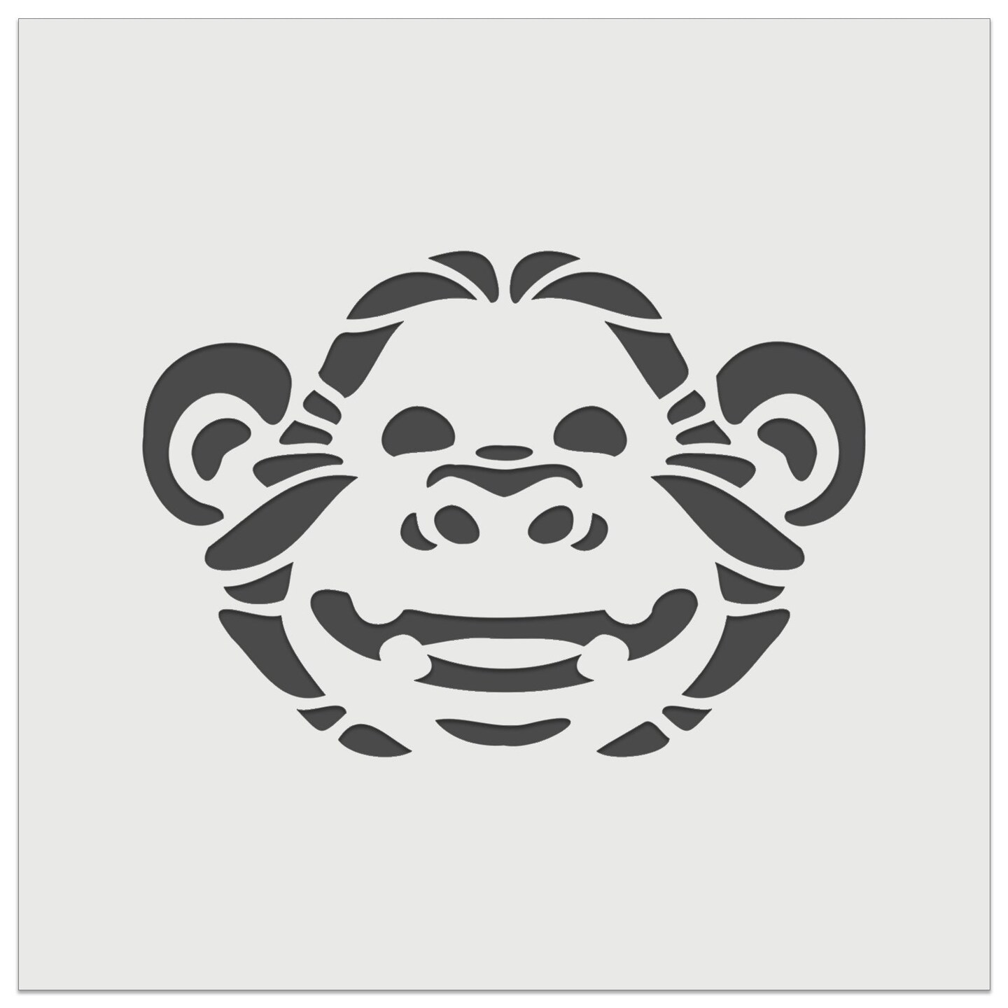 Grinning Chimpanzee Ape Monkey Face Wall Cookie DIY Craft Reusable Stencil