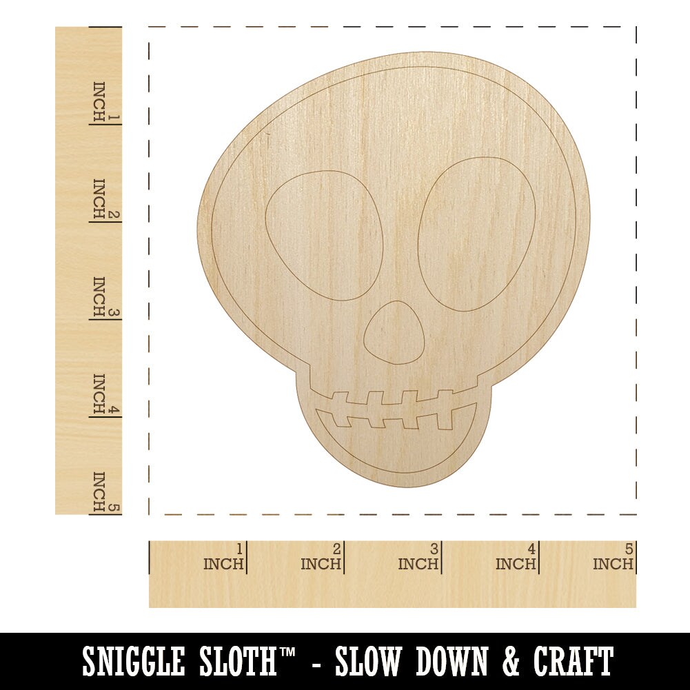 Skull Doodle Unfinished Wood Shape Piece Cutout for DIY Craft Projects
