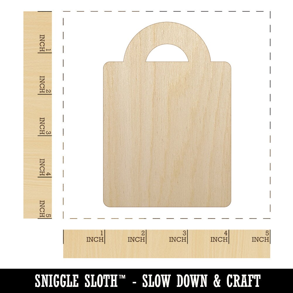 Grocery Tote Bag Purse Solid Unfinished Wood Shape Piece Cutout for DIY Craft Projects