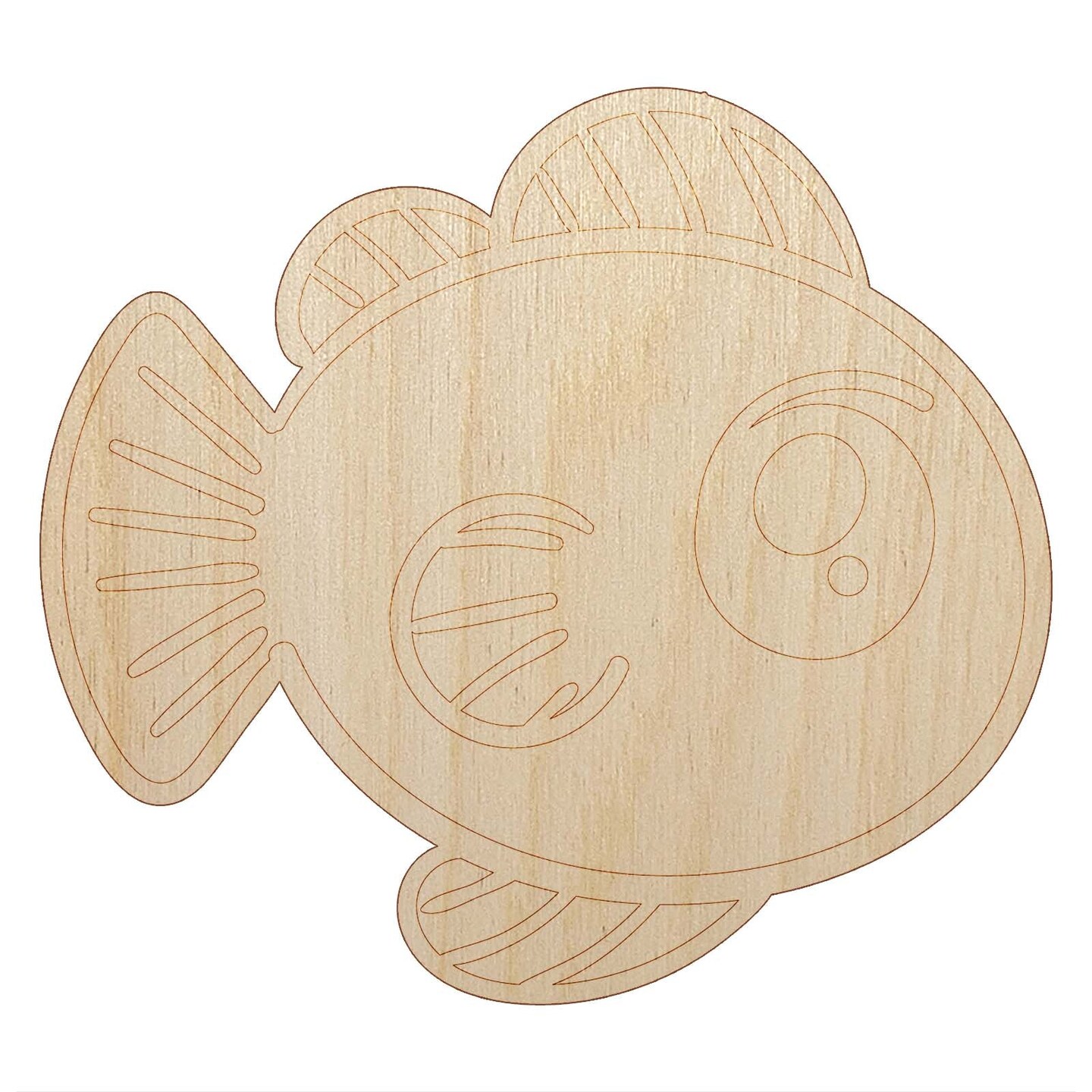 Kawaii Fish Unfinished Wood Shape Piece Cutout for DIY Craft Projects