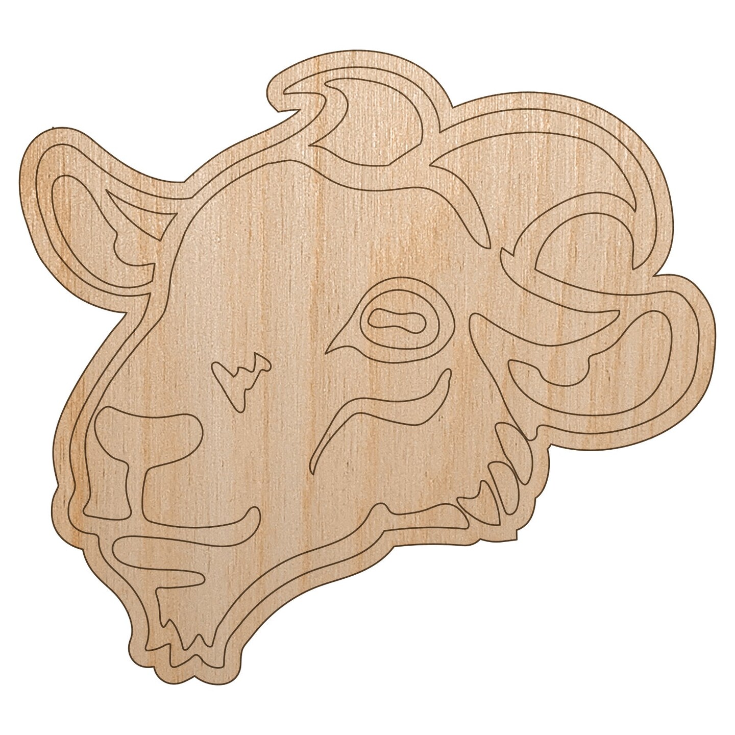 Goat Head Unfinished Wood Shape Piece Cutout for DIY Craft Projects