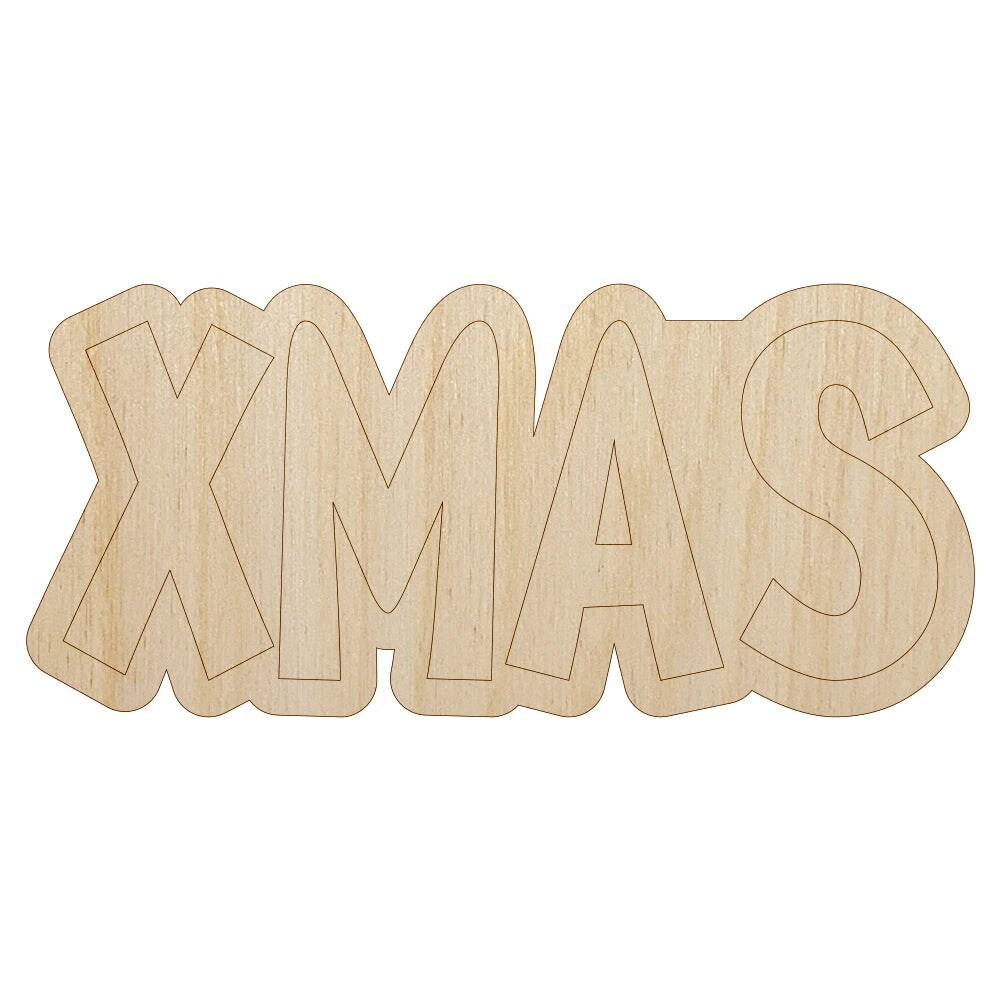 Xmas Christmas Fun Text Unfinished Wood Shape Piece Cutout for DIY Craft Projects