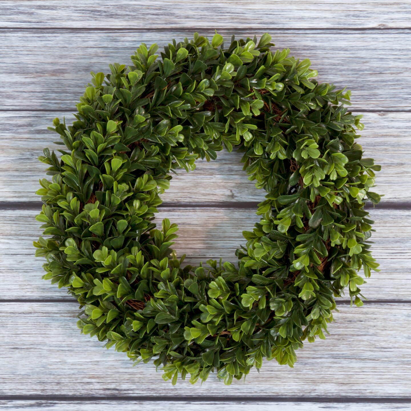 Pure Garden   Boxwood Wreath - 12 inch Round Artificial Greenery Indoor Outdoor