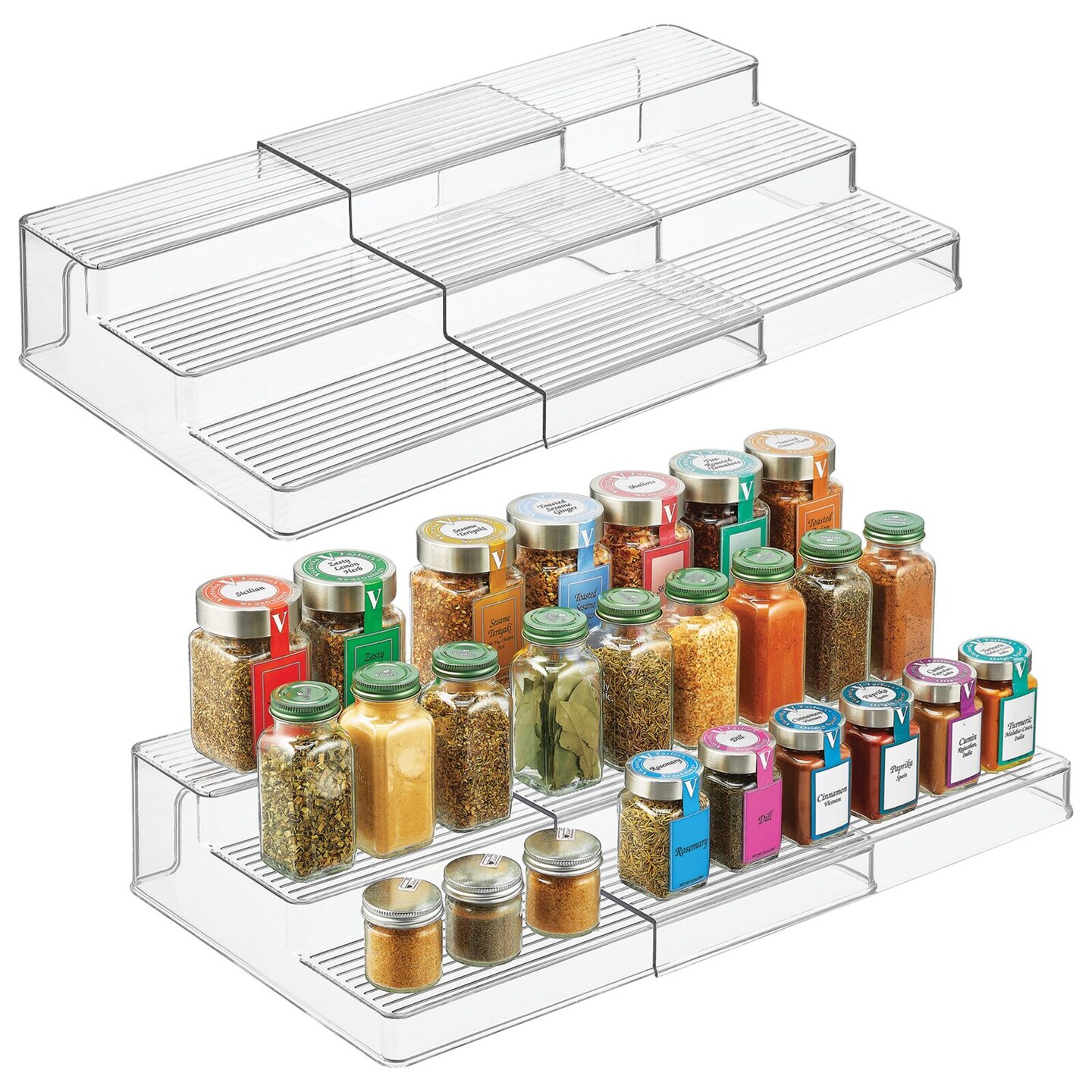 mDesign Expandable Kitchen Cabinet Pantry Organizer Spice Rack