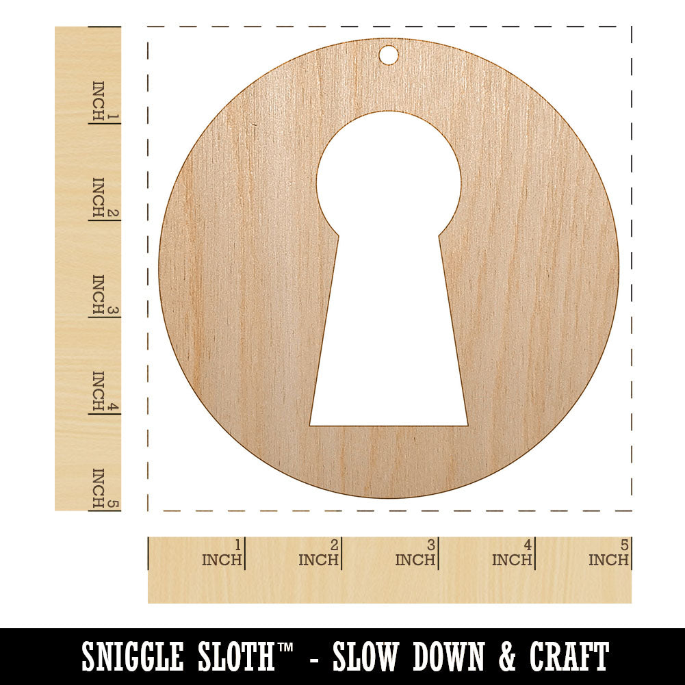 Keyhole Symbol Unfinished Craft Wood Holiday Christmas Tree DIY Pre-Drilled Ornament