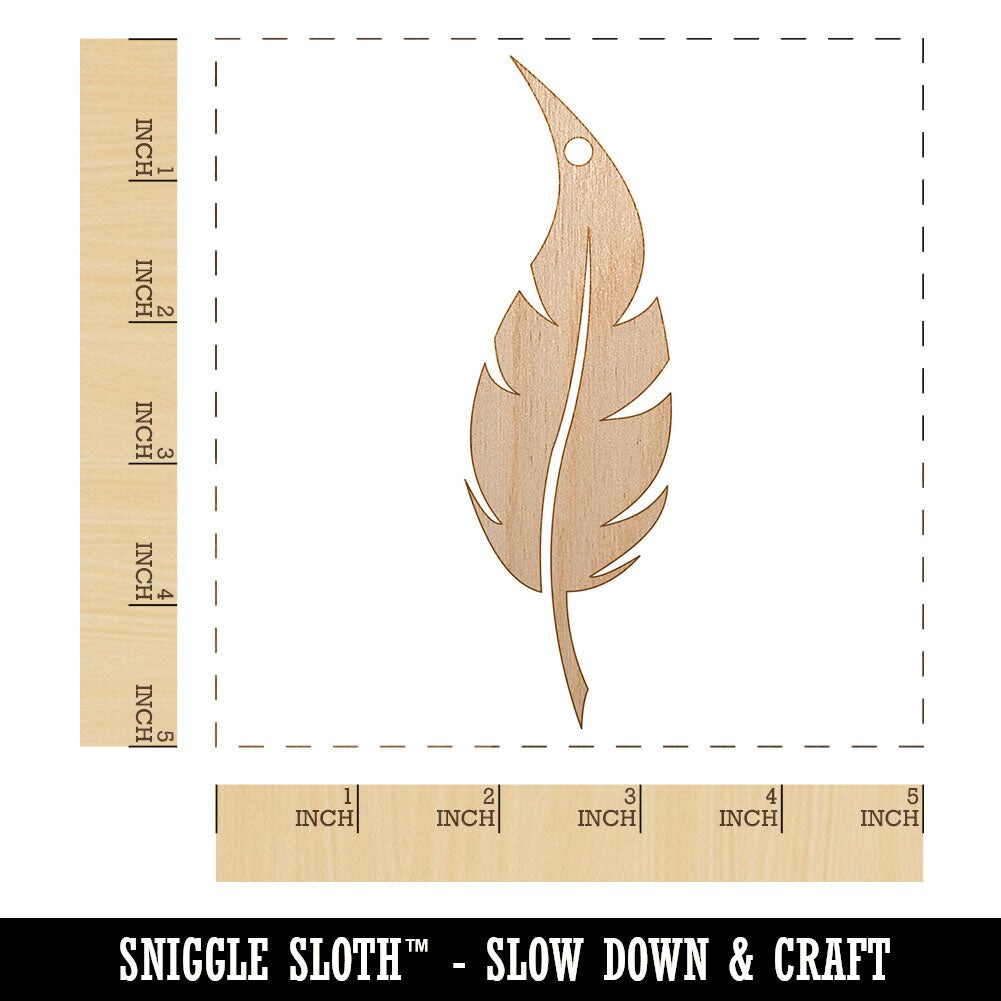 Bird Feather Unfinished Craft Wood Holiday Christmas Tree DIY Pre-Drilled Ornament