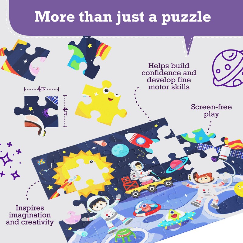 Puzzles for Kids Ages 3-5 | Make Large Puzzle + Decorate with Cool Stickers + Spot with Flash Cards | Educational Learning Toys for 3 4 5 6 Year olds&#x2026;