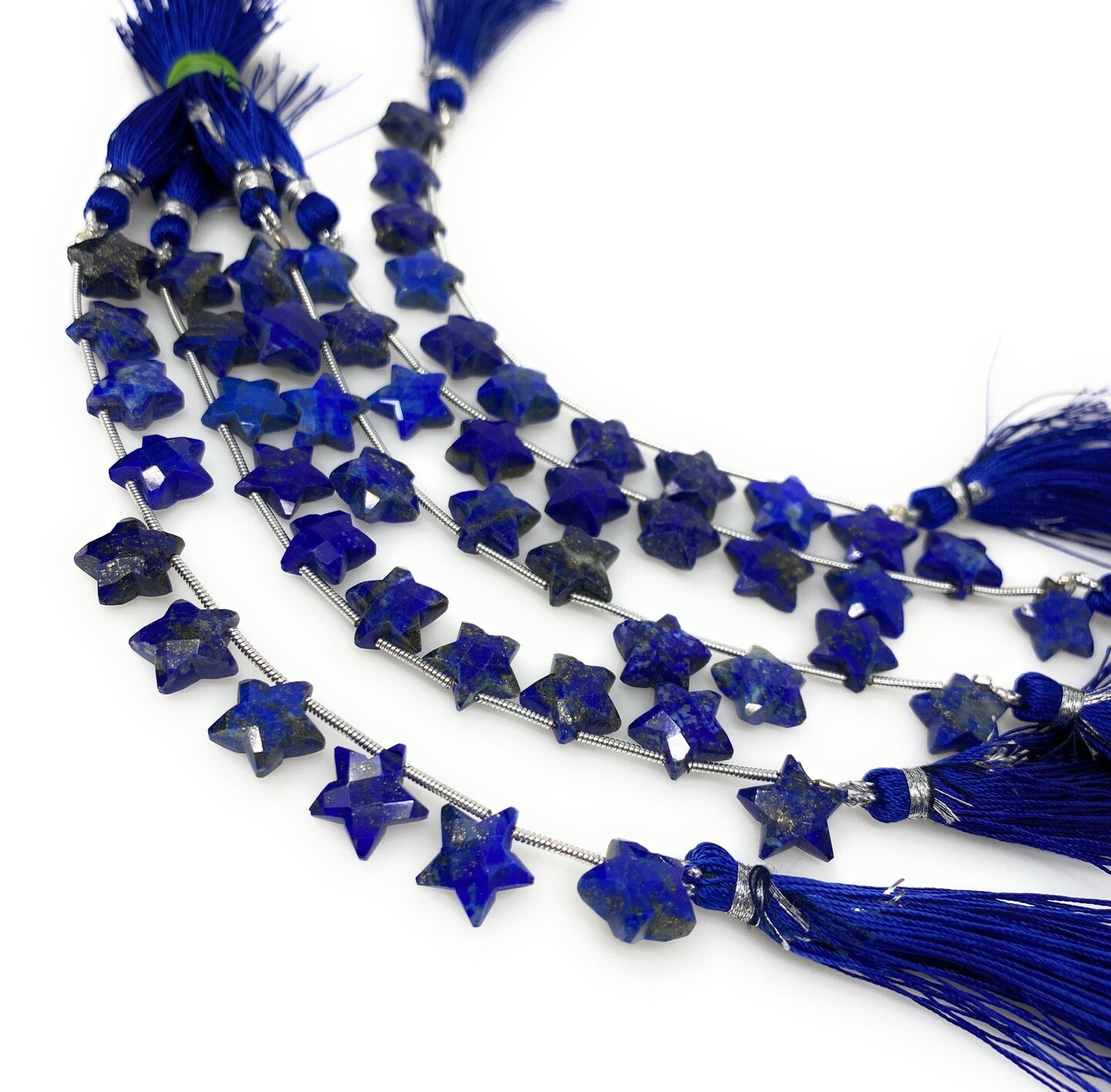 Natural Lapis Lazuli Gemstone, Hand Carved Star Beads, Blue - 5&#x9D; Strand/ 10 Beads, 10.5mm