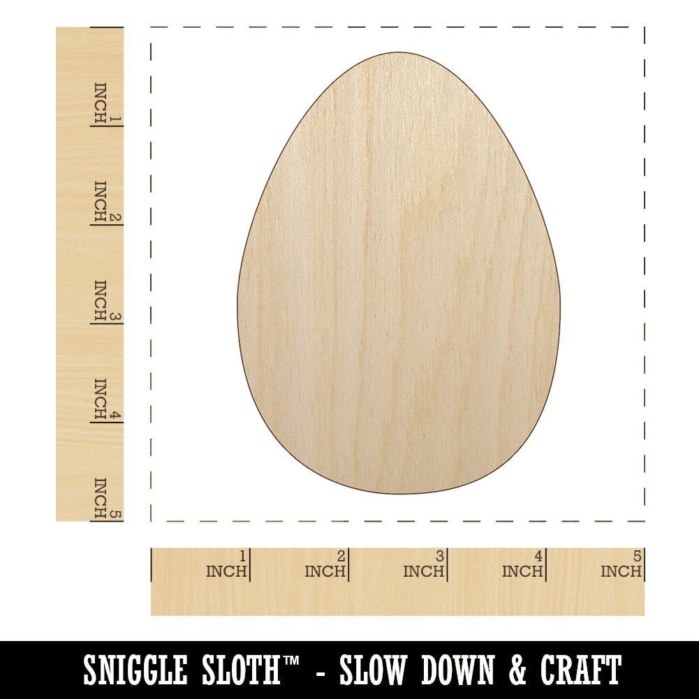 Egg Solid Unfinished Wood Shape Piece Cutout for DIY Craft Projects