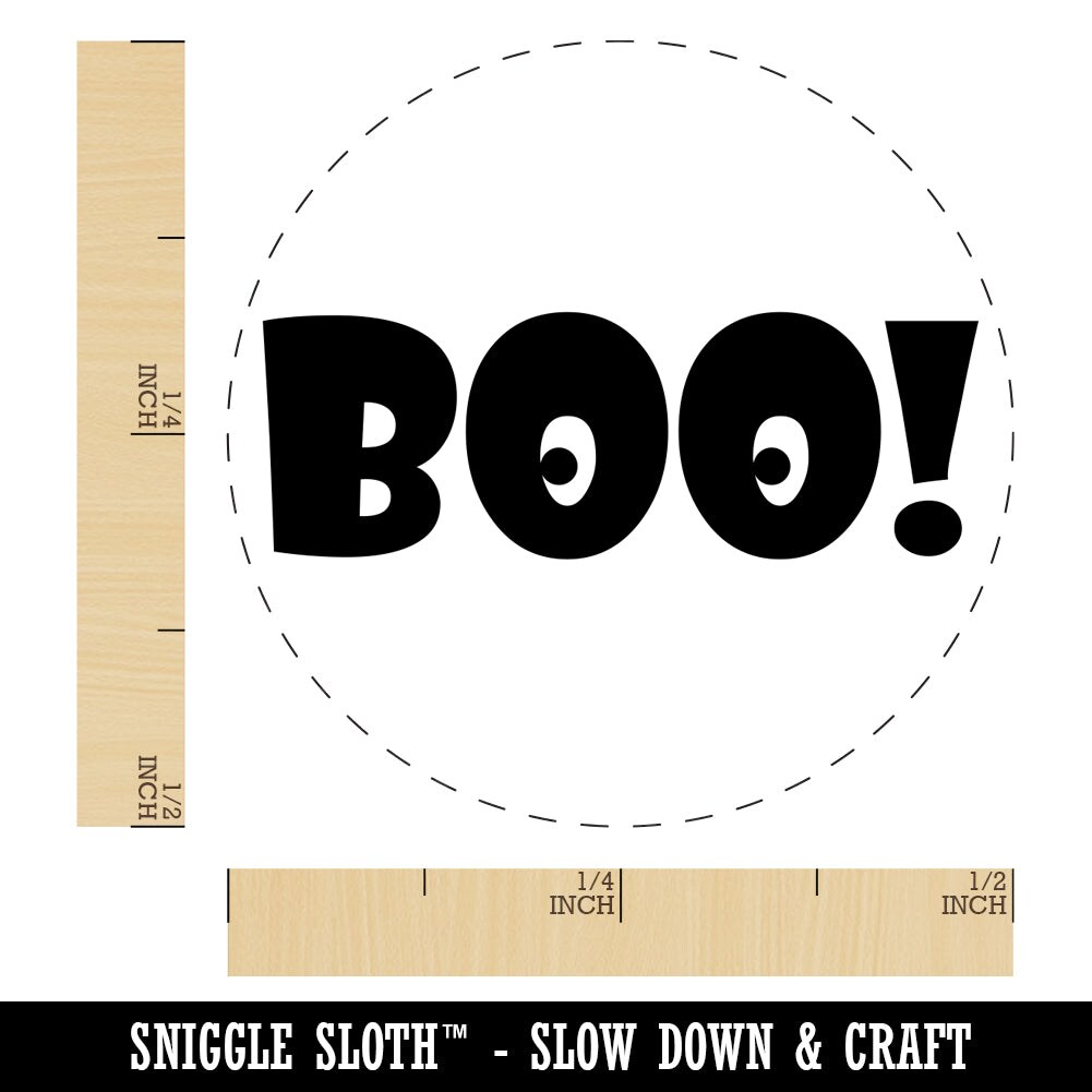 Boo with Eyes Halloween Fun Text Self-Inking Rubber Stamp for Stamping Crafting Planners