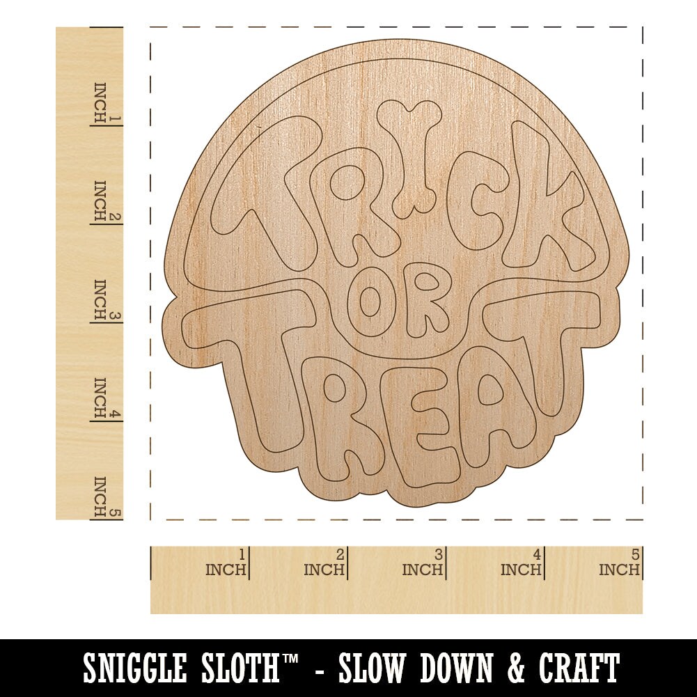 Halloween Trick of Treat Unfinished Wood Shape Piece Cutout for DIY
