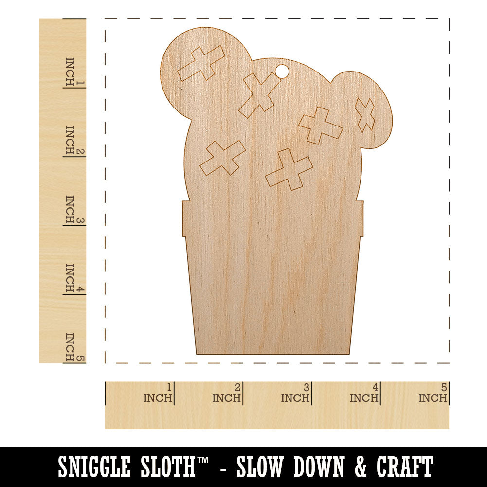 Cactus in Pot Succulent Unfinished Craft Wood Holiday Christmas Tree DIY Pre-Drilled Ornament