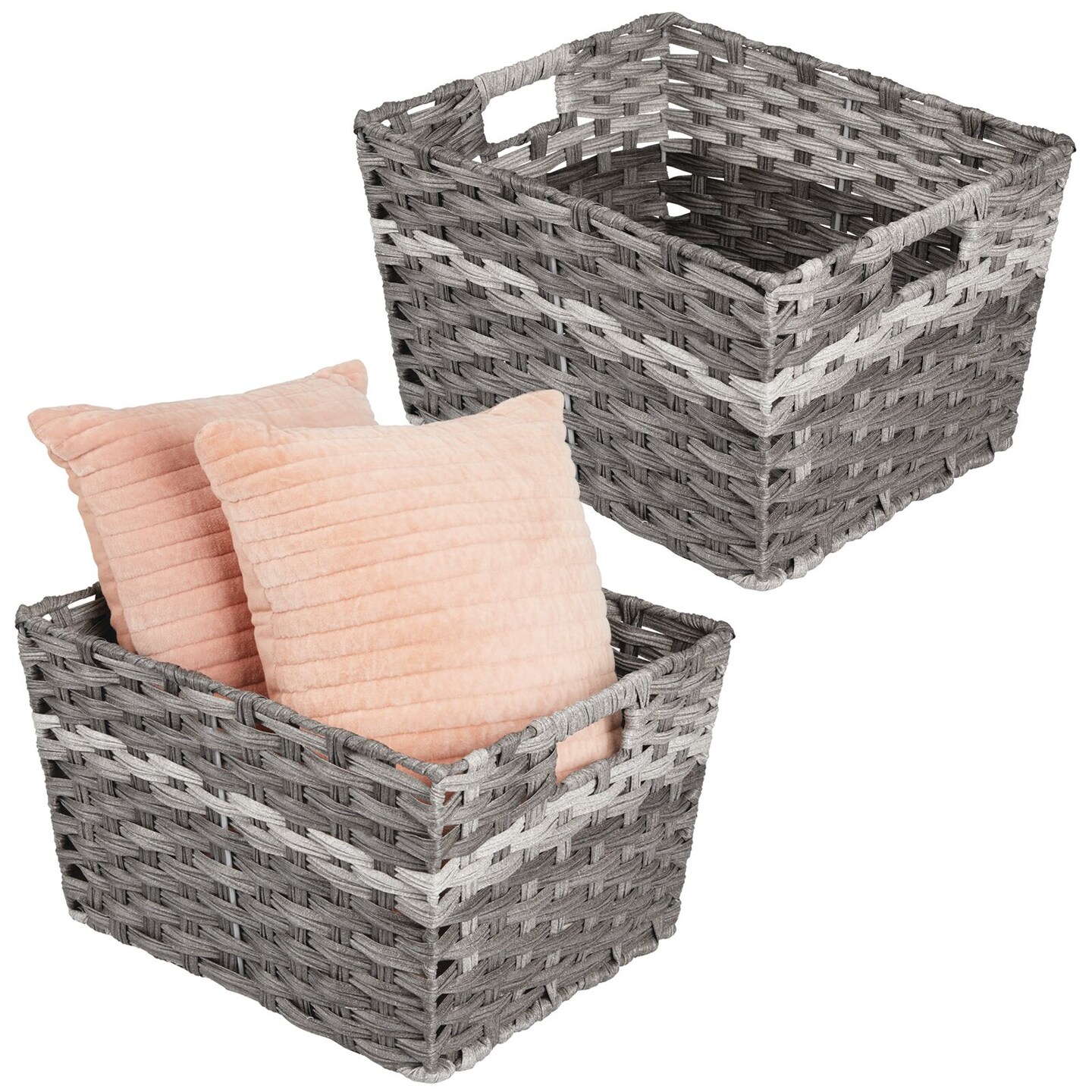 mDesign Wide Rectangular Woven Home Storage Basket Bin, 2 Pack | Michaels