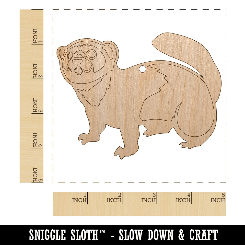 Friendly Ferret Unfinished Craft Wood Holiday Christmas Tree DIY Pre-Drilled Ornament