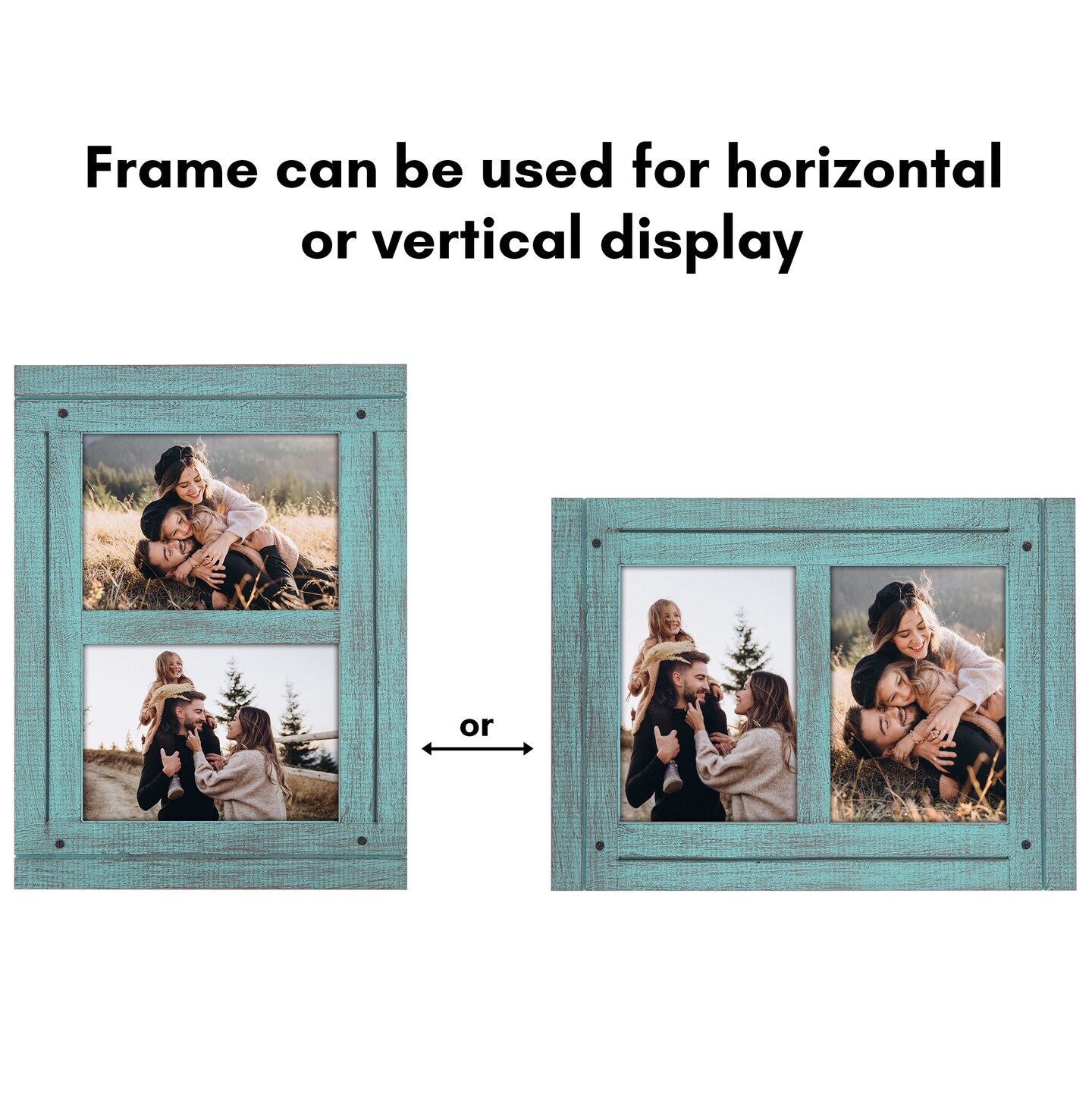 Americanflat 5x7 Dual Rustic Photo Frame - Showcases Two 5x7 Photos at Once - Modern Picture Frame for Home Decor - Glass Cover - Hanging Hardware - Includes Easel