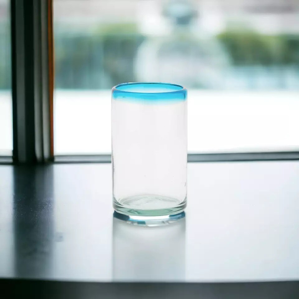 Amici Home Aqua Rim Hiball Glass | Set of 6 | 16 Ounce