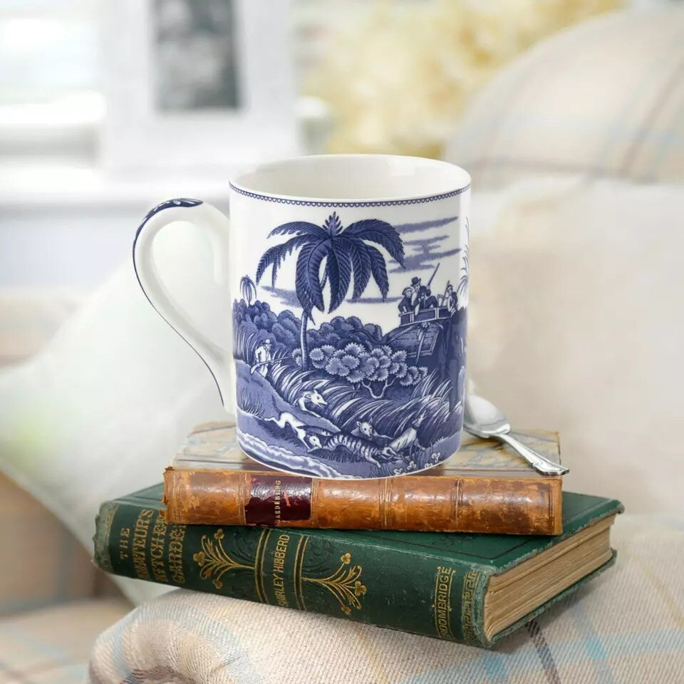 Spode Blue Room Indian Sporting 16 Ounces Fine Porcelain Mug - Blue/White