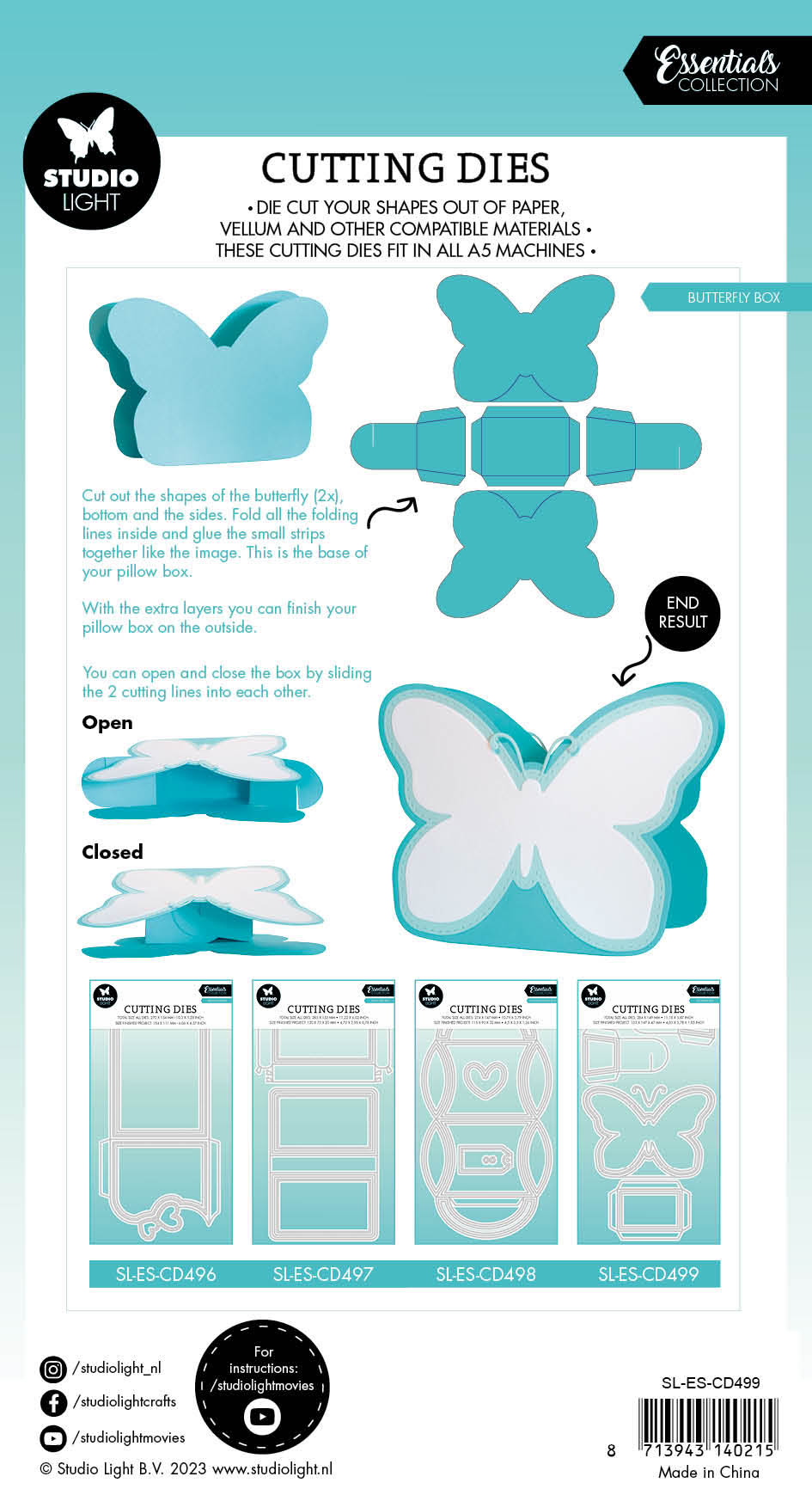 Studio Light SL Cutting Die Butterfly Box Essentials 282x147x1mm 13 PC ...