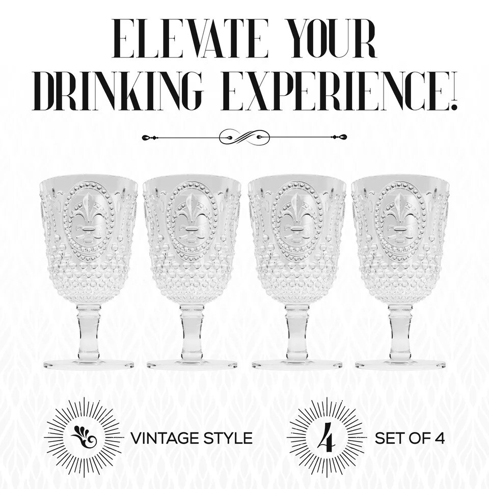 Elle Decor Acrylic 15 oz. Shatterproof Wine Goblets, Set of 4 - Clear