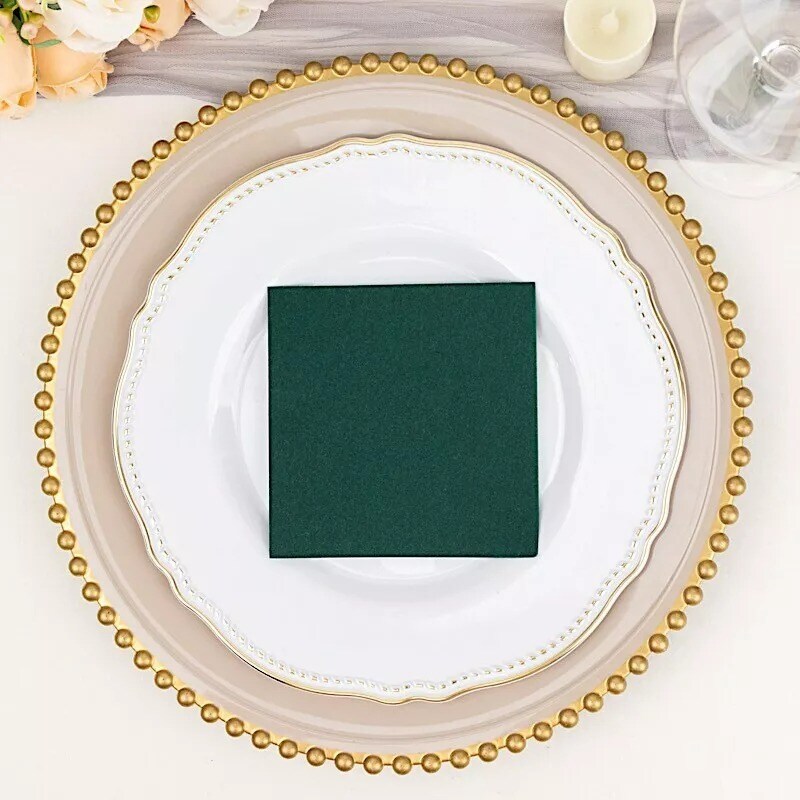 HUNTER GREEN 20 Square 10&#x22; x 10&#x22; Airlaid Paper Disposable Cocktail NAPKINS