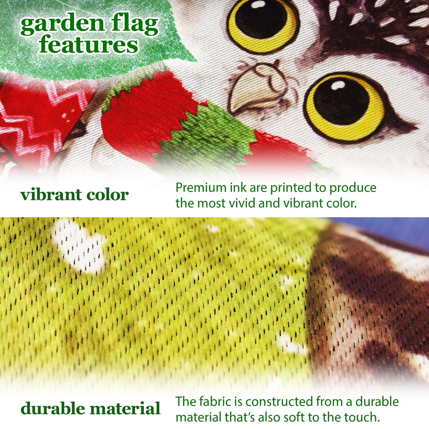 G128 Combo Pack: Garden Flag Stand Black 36 in x 16 in & Garden Flag Winter Decoration Cozy Owls with Scarves 12"x18" Double-Sided Blockout Fabric
