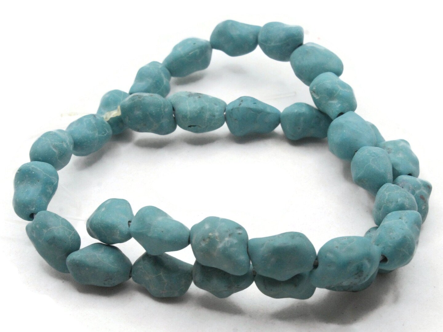 33 12mm Turquoise Blue Nugget Dyed Synthetic Turquoise Stone Beads bF3
