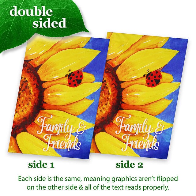 G128 House Flag Family &#x26; Friends Sunflower | 28x40 Inch | Printed Blockout Polyester - Summer Decoration