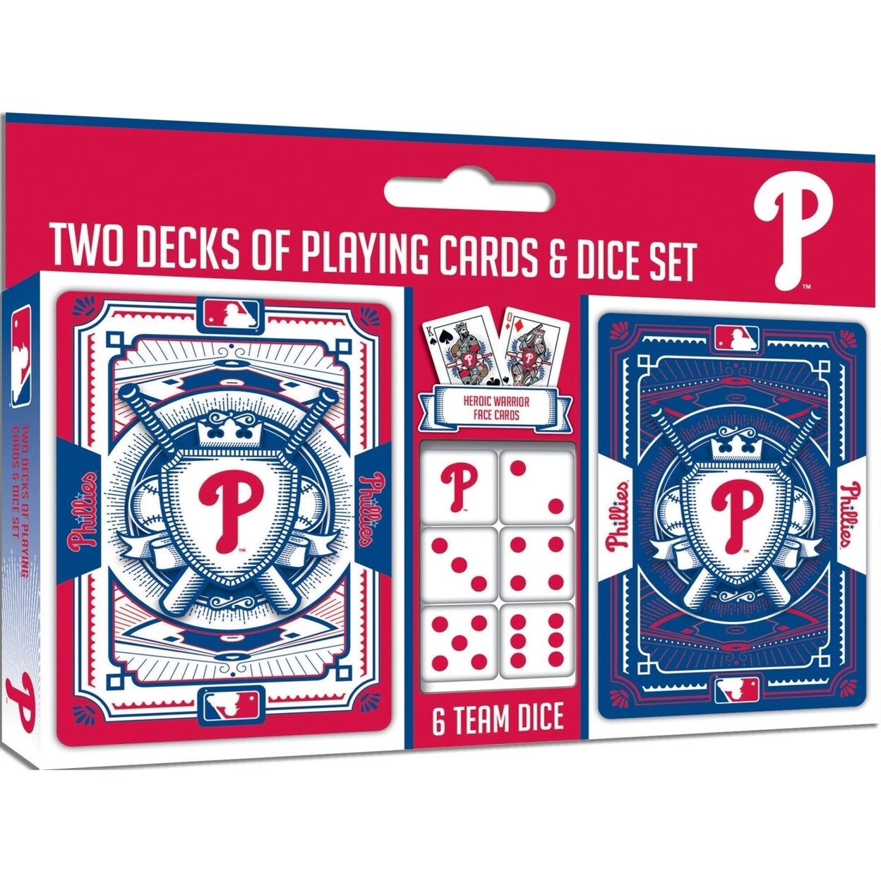 MasterPieces Philadelphia Phillies - 2-Pack Playing Cards and Dice Set