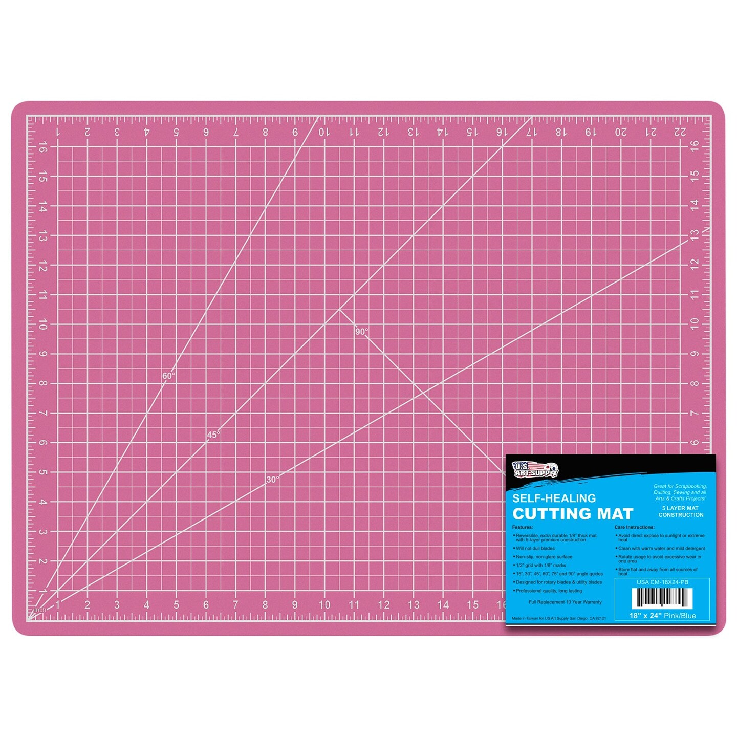 18" x 24" Pink/Blue Professional Self Healing 5Ply Double Sided Durable NonSlip Cutting Mat