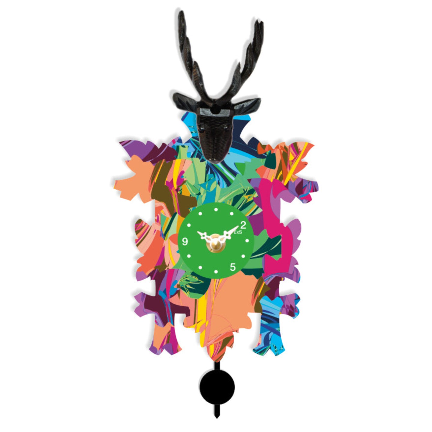Hermle 11&#x22; Abstract 80&#x27;s Style Deer Cuckoo Wall Clock