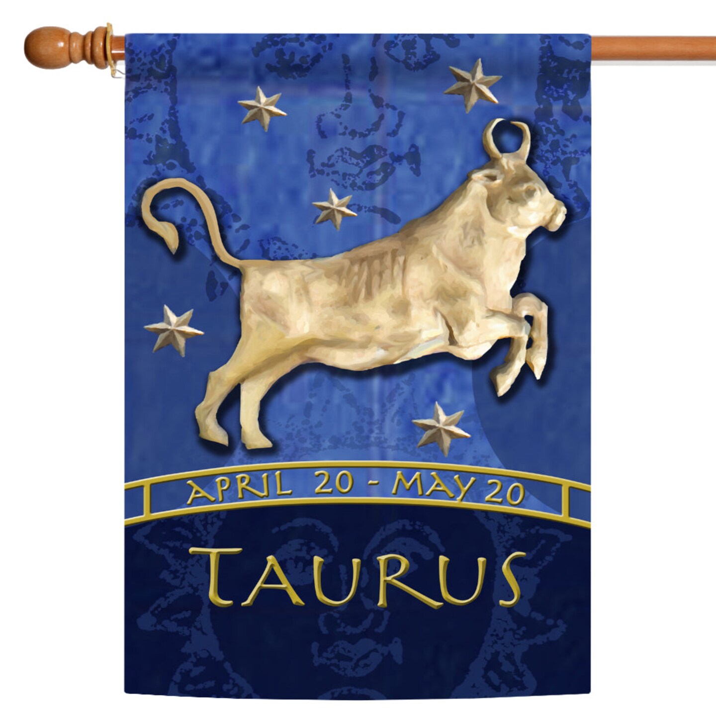Toland Home Garden Blue and Gold Taurus Zodiac Outdoor House Flag 40&#x22; x 28&#x22;