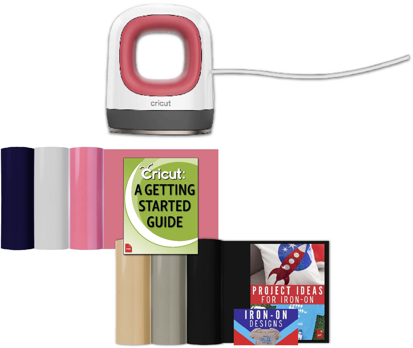 Cricut EasyPress Mini, Raspberry Heat Machine with Iron-On Sampler Rolls |